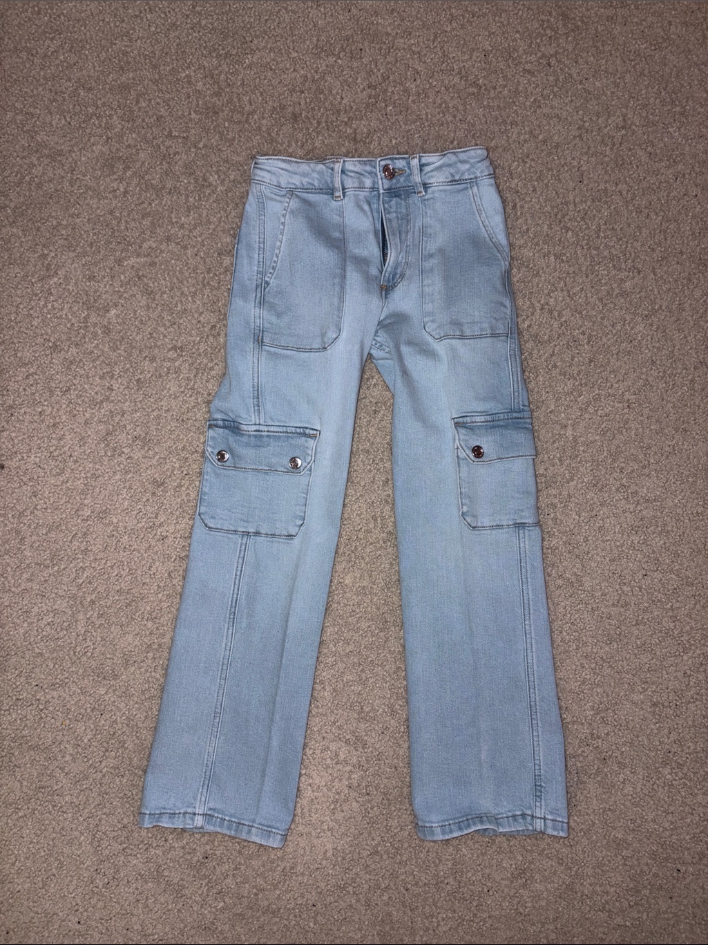 Zara Light Blue Cargo Jeans For Kids